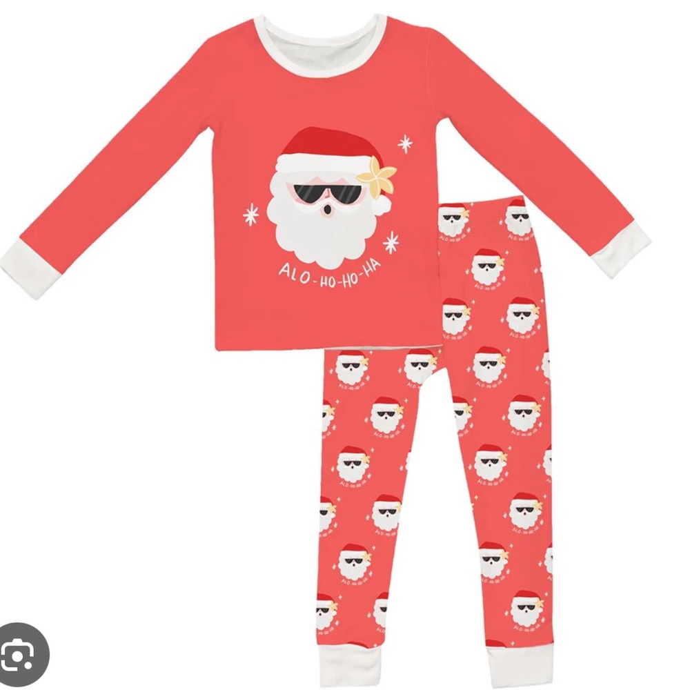 SoHa Living Hawaiian Aloha Santa Claus Kids Bamboo Pajamas 3T EUC